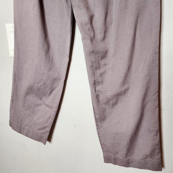 NWT Free People Grey Linen Cotton Gathered Tie Front Pants. Size Medium - Picture 5 of 14